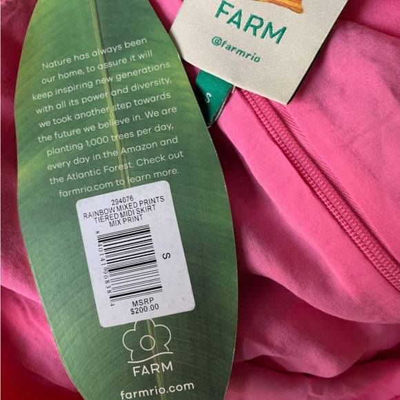 FARM Rio Patchwork Rainbow Mixed Tiered Midi Skirt Tropical Print size S NWT - Picture 10 of 10